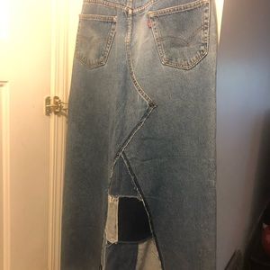 Vintage patchwork denim skirt.